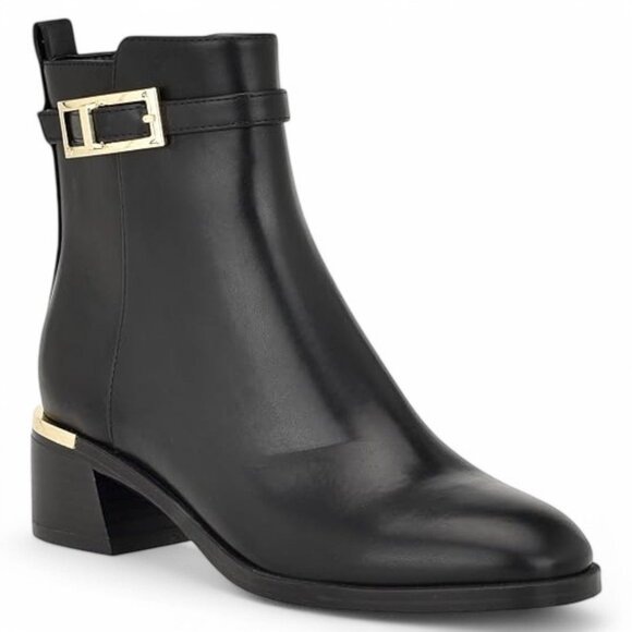 Calvin Klein Women's Jallis Block Heel Dress Booties - Black Suede - Picture 1 of 6